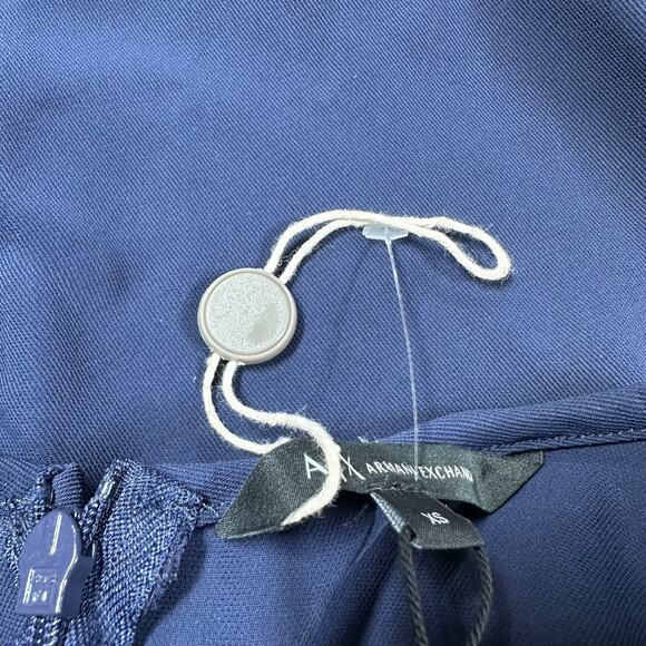 AX Armani Exchange Asymmetrical Rhinestone Top Navy Women's Size XS NWOT FLAW - Picture 4 of 11